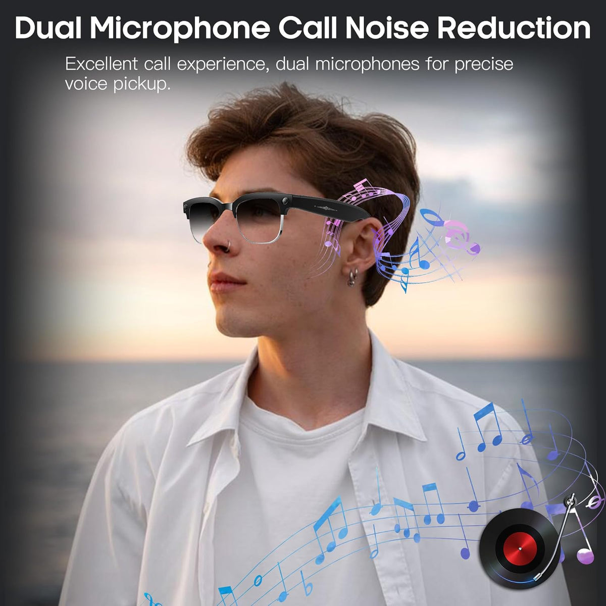 AI Smart Camera Glasses with HD 8MP Camera, 4K Photos & 1080P Video,Anti-Shake, 12Hours Music/Bluetooth Calls, Real-time Translation/GPT Object Recognition, IP66 Waterproof (Photochromic Lenses)