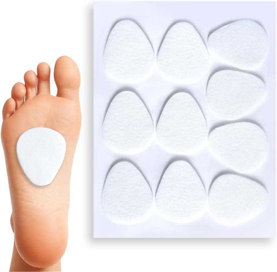 Metatarsal Pads for Women or Men, Self-Adhesive Comfort Ball of Foot Cushions, Felt Pads,White, 10 Pack (10)