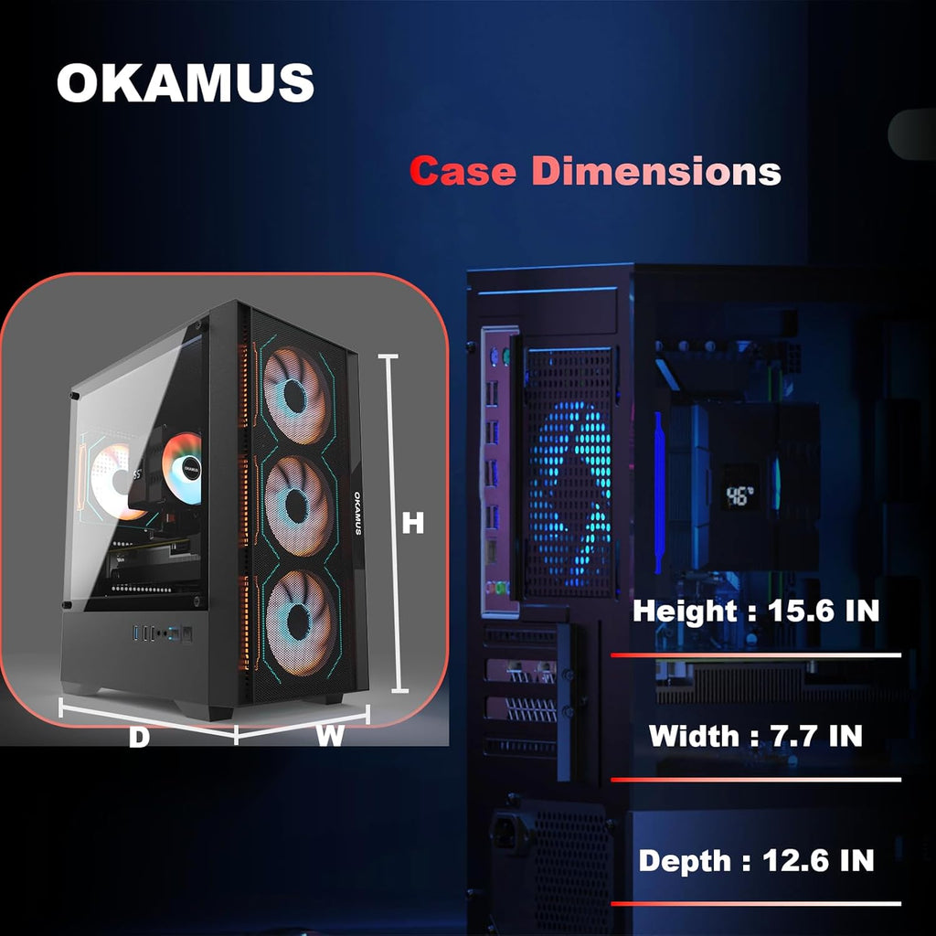 Gaming PC, i7 CPU Up to 4.0GHz, RX 590 2304 SP 8GB DDR5 Graphics Card, 512 GB M.2, 16 GB RAM Pre-Built Computer, ARGB Fans x 4, Win 11 Home .WiFi 6 + BT 5.3, 550W PSU (RX 590+512GB+16GB)