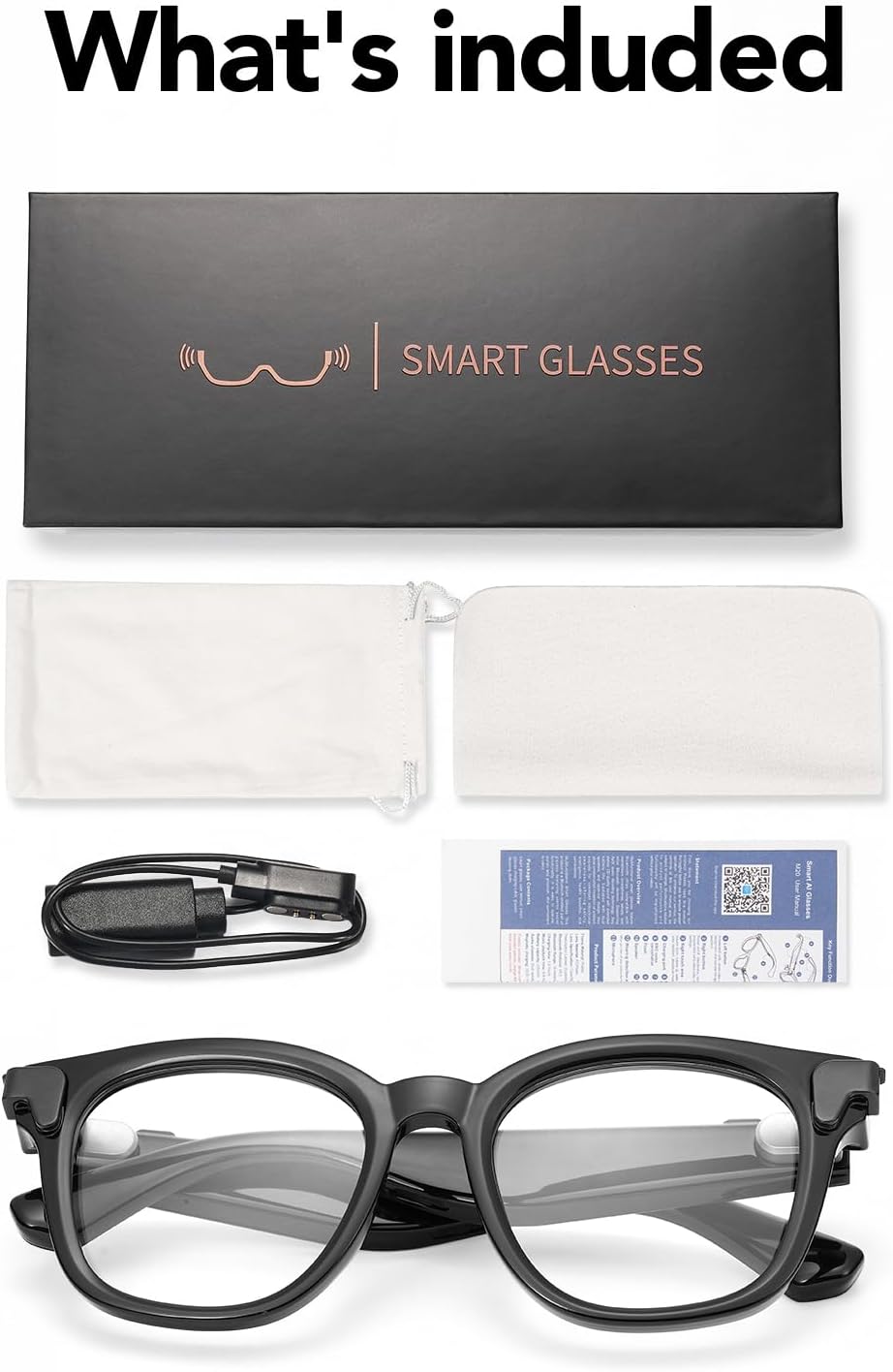 King Will AI Smart Bluetooth Glasses with 8MP Wide Angle Camera, Magnetic Flip Privacy Cover, Flexible 90° Bendable Spring Hinge, 1200P Anti-Shock Video Recording for Business Casual, Clear Lens
