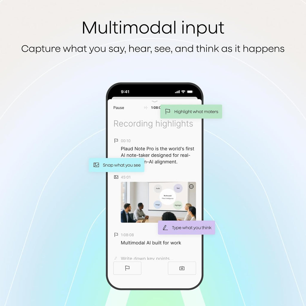 Plaud Note AI Voice Recorder, Note Taker w/Case, App Control, Transcribe & Summarize with AI, Support 112 Languages, for Meetings, Calls, Lectures, Professionals, Teams, Black, Non-Pro Version