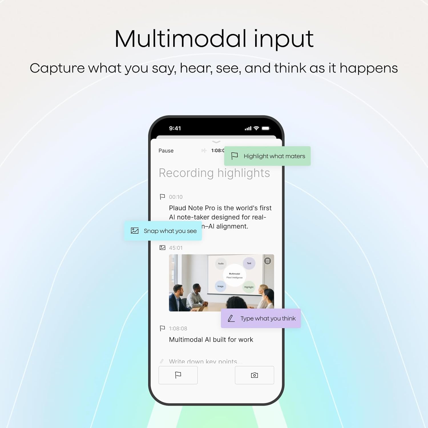Plaud Note AI Voice Recorder, Note Taker w/Case, App Control, Transcribe & Summarize with AI, Support 112 Languages, for Meetings, Calls, Lectures, Professionals, Teams, Black, Non-Pro Version