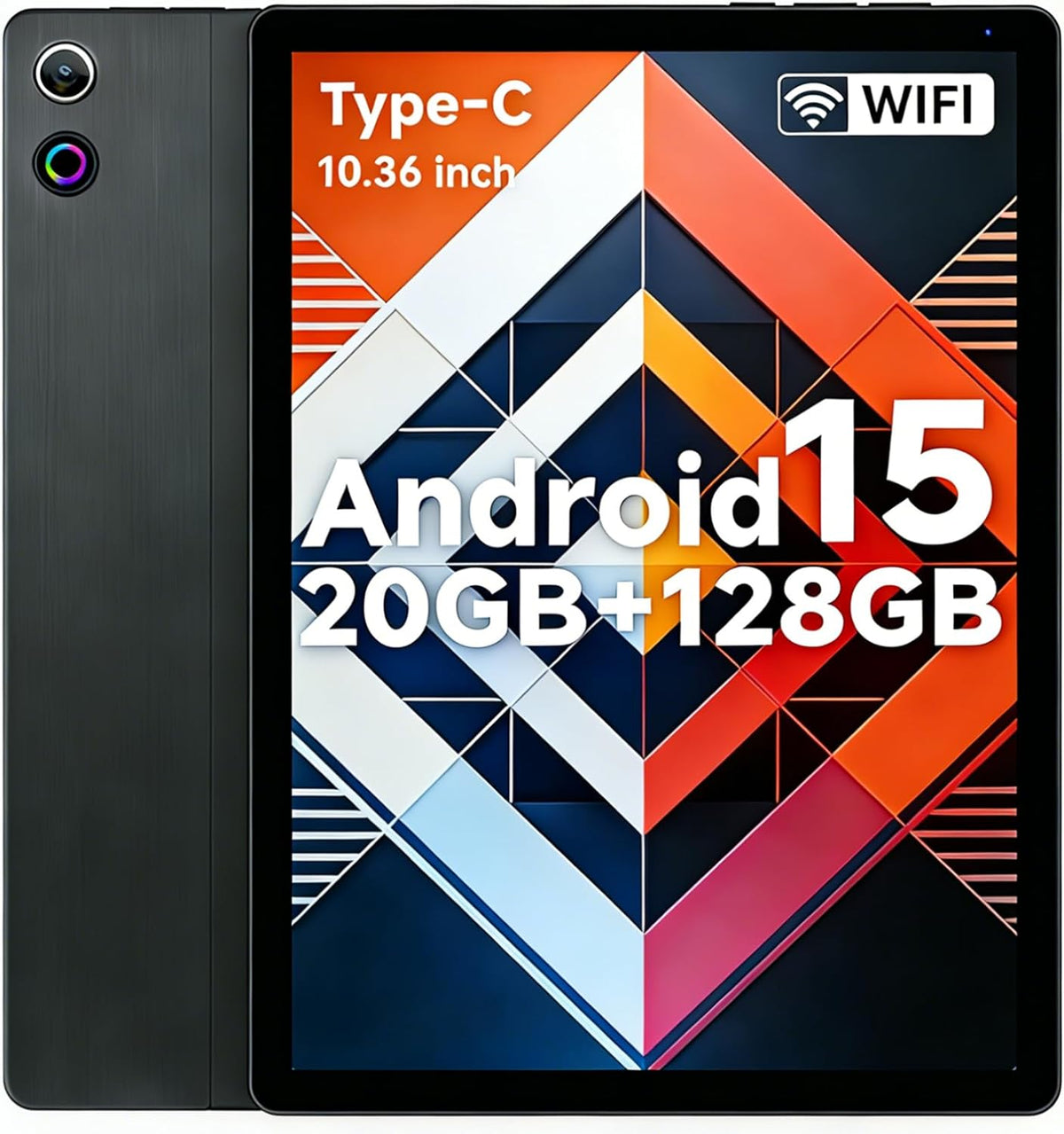FEARWIKY Tablet, 10.4 inch Android Tablet with 20GB RAM 128GB ROM 1TB TF Card Expandable Octa-Core, Widevine L1, 1280 * 800 HD Touchscreen, Face ID, Wi-Fi 6, Fast Charging