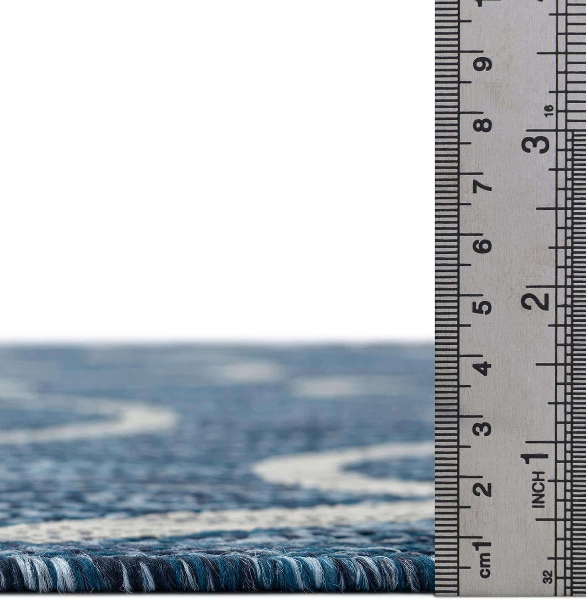 Unique Loom Outdoor Botanical Collection Area Rug - Curl (13' Square, Blue/ Ivory)