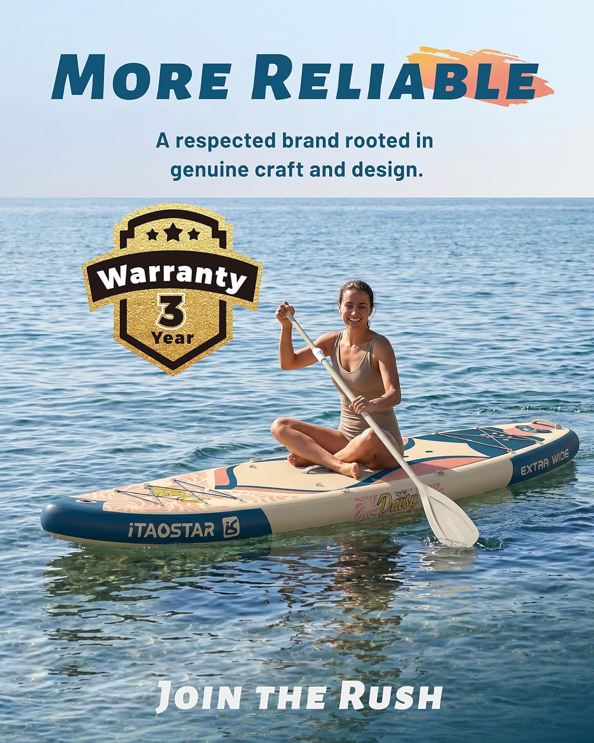 iTAOSTAR Daisy 11'6' × 35” Extra Wide Paddle Board with Seat, One-Stop Premium SUP Board Accessories, Tailored 5 Fins, Stable Stand Up Paddle Boards for Youth of All Skill Levels