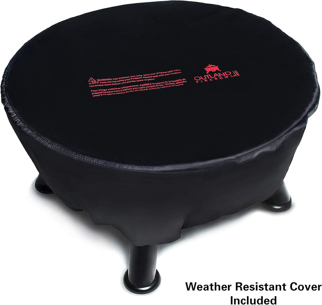 Outland Living Firebowl Smokeless Fire Pit, Round Outdoor Portable Propane Gas Fire Pit with UV and Weather Resistant Durable Cover, 24-Inch Diameter 58,000 BTU, Black, 883 Mega, For Outside Use