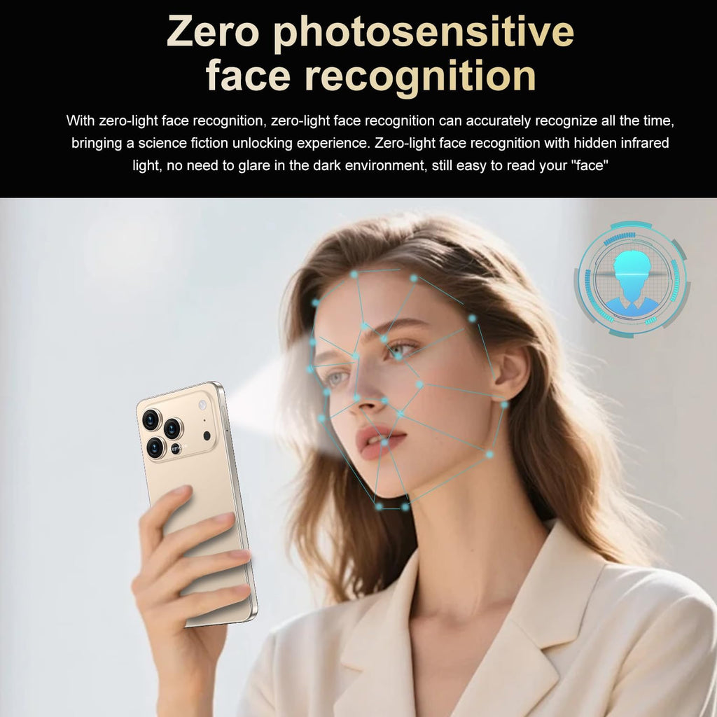 Ecshock 17PM Unlocked Phone | Cell Phone Android 15.0 | 16+512GB Smartphone| 6.99" HD Display | Long Battery Life 7000mAh | 68+108MP Zoom Camera| Fingerprint Lock | with Dual SIM (Gold)