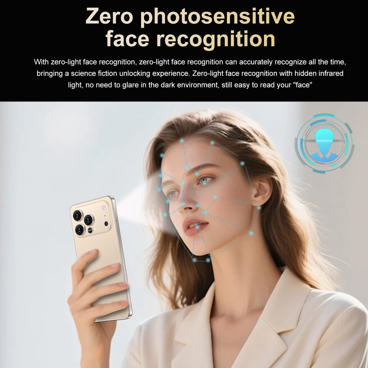 Ecshock 17PM Unlocked Phone | Cell Phone Android 15.0 | 16+512GB Smartphone| 6.99" HD Display | Long Battery Life 7000mAh | 68+108MP Zoom Camera| Fingerprint Lock | with Dual SIM (Gold)