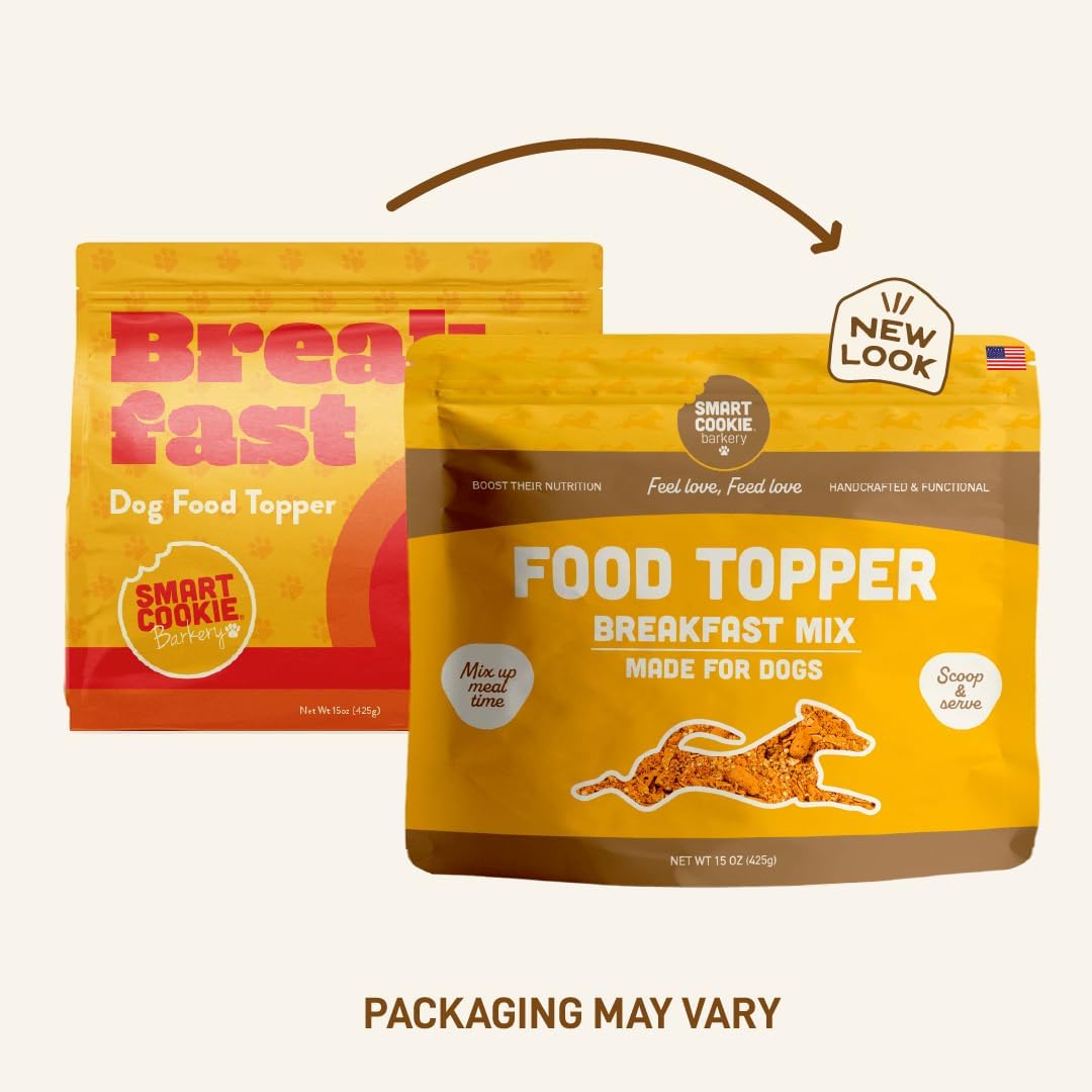 Smart Cookie Natural Dog Food Topper - Breakfast - Egg Dog Meal Mixers for All Ages - Food Topper for Picky Eaters and Boosting Nutrition - Non GMO, Made in The USA - 15 oz Bag (30 Day Supply)