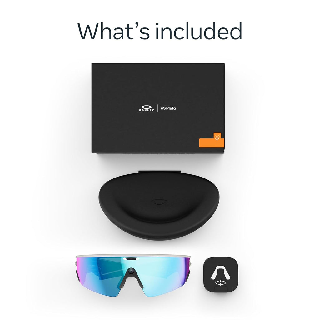 Oakley | Meta Vanguard with Meta AI, Audio, Photo, Video Compatibility - White, Prizm™ Sapphire
