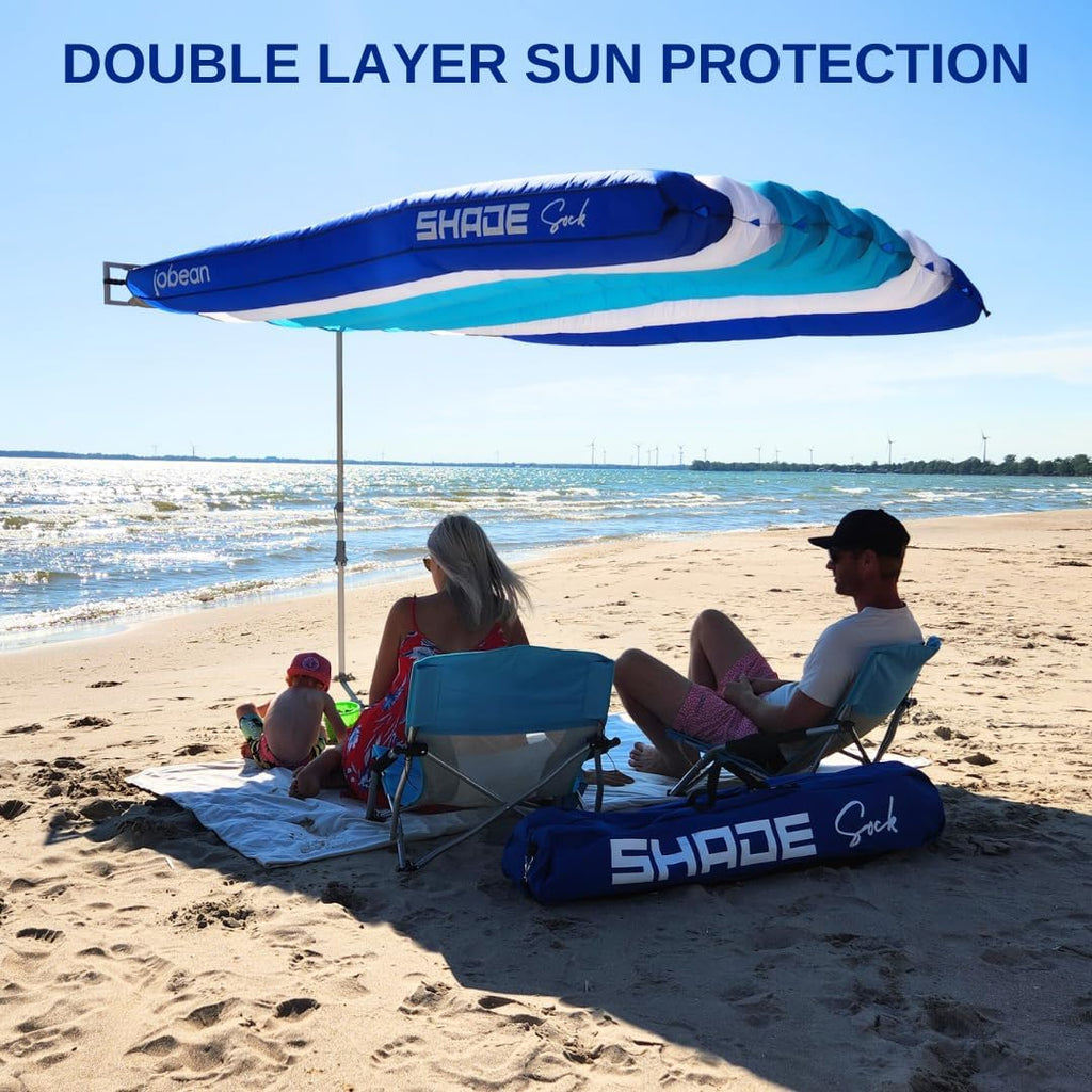 ShadeSock – The Ultimate Wind-Inflating Beach Shade – Silent, Non-Flapping Design, 8x10ft Auto-Directing Canopy – Light-Weight and Portable – Easy 2 Minute Set-Up
