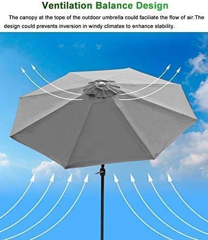 Outdoor Beach Patio Umbrella 9.8ft/3m, Garden Parasol Sun Umbrella with Crank and 8 Sturdy Ribs, Waterproof and Fade Resistant (Color : Gray-brown, Size : 9.8ft/300cm)