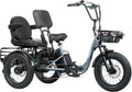 Creek Folding Electric Tricycle for Adults, Etrike with Passenger Seat & Backrest, 1000W 20MPH 80Miles Fat Tire Electric Trike, 3 Wheel Electric Bike, Reverse, Parking, Differential, Gray