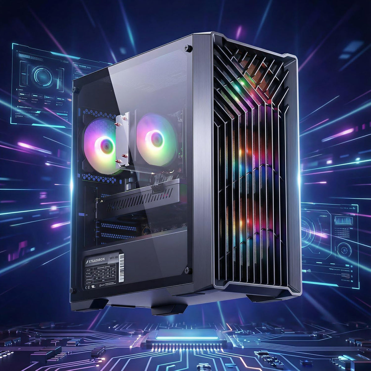 STGAubron Gaming PC Desktop Computer, Intel Core i7 up to 3.9G, GeForce RTX 3050 6G, 32GB RAM, 512GB SSD, WiFi 6, BT 5.0, RGB Fan x 4, Windows 11 Home