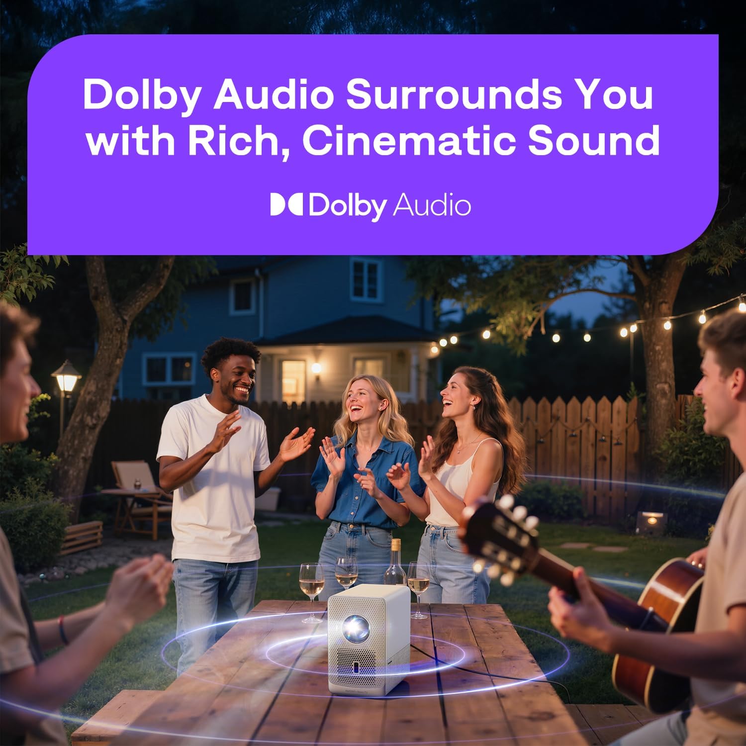 Aurzen Roku TV Smart Projector with Wifi and Bluetooth, D1R Cube Roku Streaming Experience Built-in, Sealed Optical Engine, 1080P FHD, DoIby Audio, Portable Mini Projector for Home/Outdoor Movies
