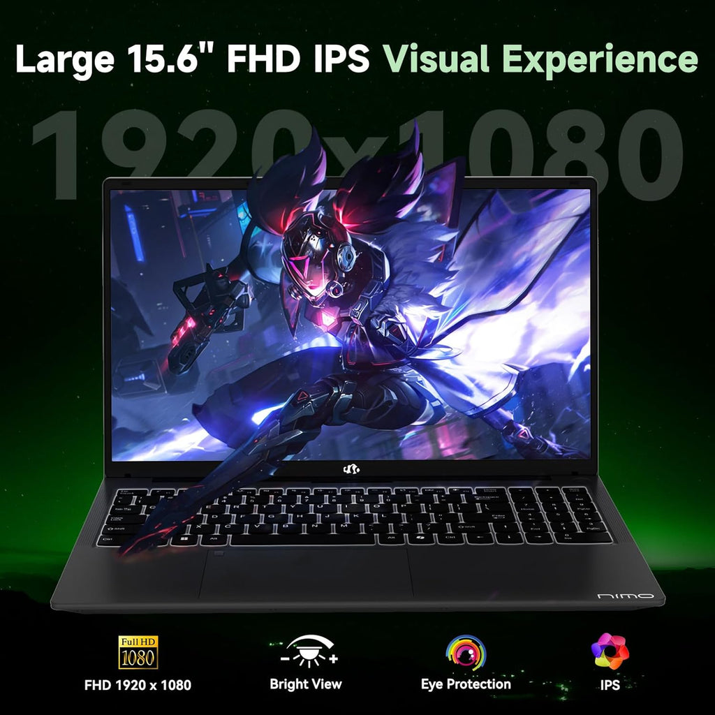 NIMO Gaming Laptop, AMD Ryzen 7 7735HS (8-Core Beats i7-12650H), 16GB DDR5 1TB SSD, 100W PD, Radeon 680M 15.6" FHD Backlit KB Fingerprint Computer for Business Gaming College School