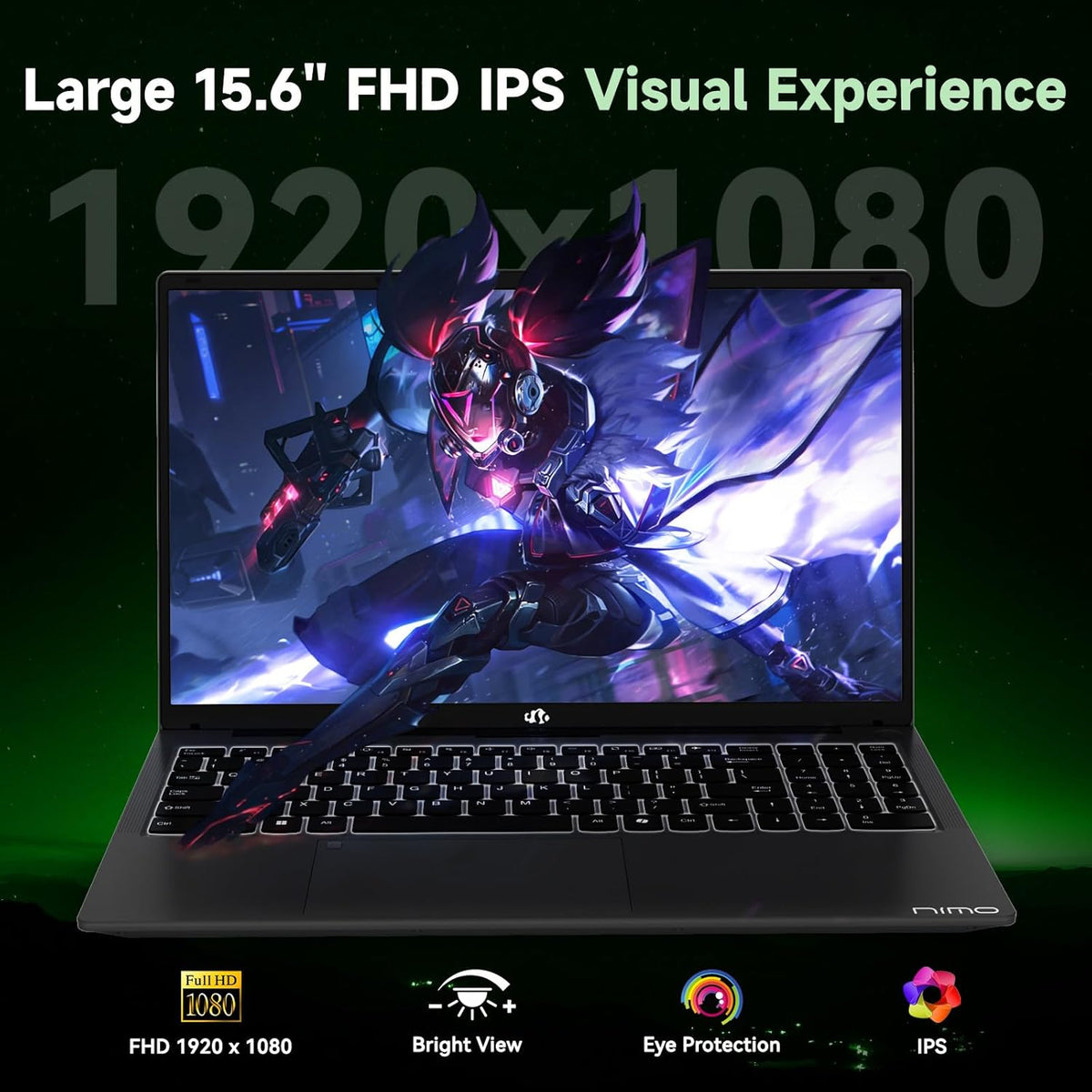 NIMO Gaming Laptop, AMD Ryzen 7 7735HS (8-Core Beats i7-12650H), 16GB DDR5 1TB SSD, 100W PD, Radeon 680M 15.6" FHD Backlit KB Fingerprint Computer for Business Gaming College School