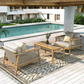Merax Outdoor Acacia Wood Lounge Chair w/Coushions Set of 2, Patio Club Chair with Rope & Sturdy Wood Legs, All-Wearther Singe Sofa Chair for Porch, Lawn, Backyard, Balcony, Teak+ Beige