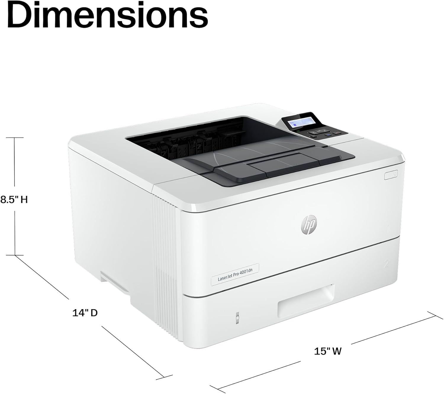 HP LaserJet Pro 4001dn Black & White Printer, Print, Fast speeds, Easy Setup, Mobile Printing, Advanced Security, Best-for-Small Teams, Ethernet/USB only