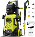 2026Upgraded Pressure Washer 5000PSI with Adj-8-Level Touch Screen, 34" Tall Power Washer, 4 Quick Connect Nozzles, Inlet Hose&Filter&500mlFoam Cannon for Cars/Fences/Driveways/Home Cleaning, Yellow