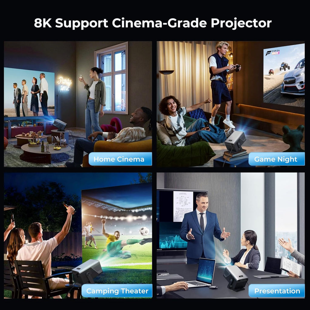 2000 ANSI Daylight Visible Native 1080P Smart Video Projector 4K 8K Input, Android 14 Projecteur Portatif with HiFi Sound, Auto Focus & Keystone, WiFi Bluetooth Home Theater for iPhone/Netflix X7