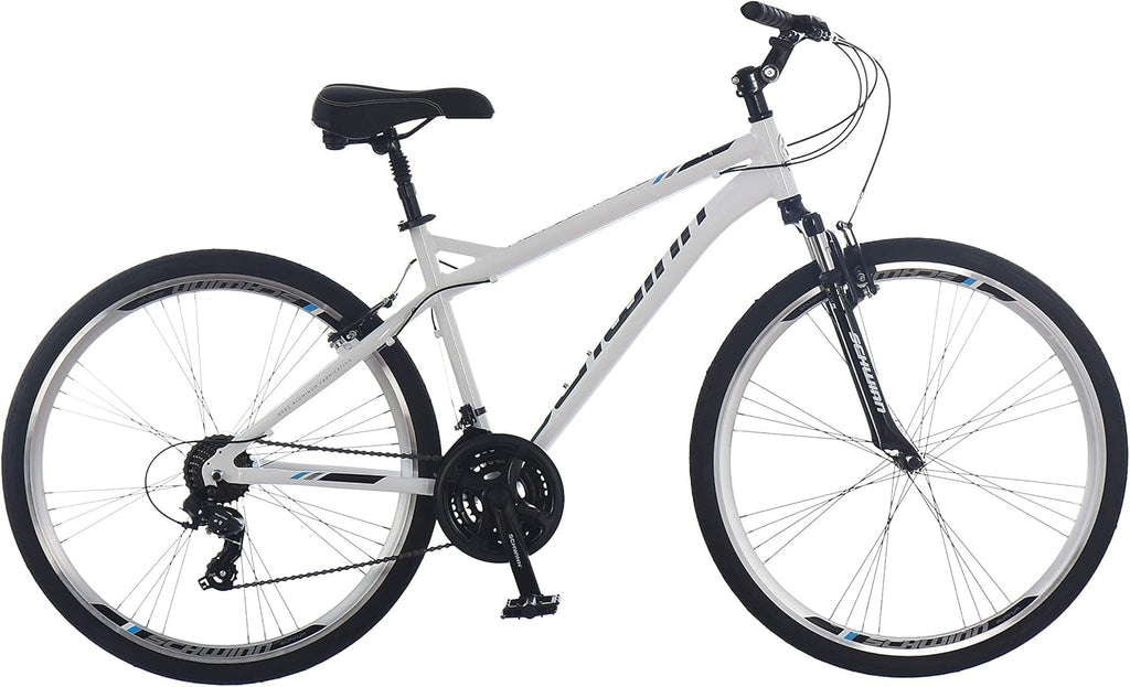 Schwinn Network 3.5 Hybrid Bike, Mens and Womens Bike, 21-Speed Hybrid Bicycle, Aluminum Frame, Suspension Seat, Alloy Linear Pull Brakes, Adult Bicycle