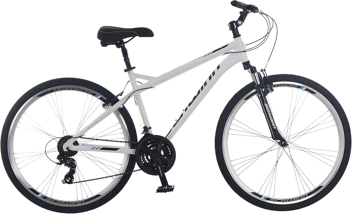 Schwinn Network 3.5 Hybrid Bike, Mens and Womens Bike, 21-Speed Hybrid Bicycle, Aluminum Frame, Suspension Seat, Alloy Linear Pull Brakes, Adult Bicycle