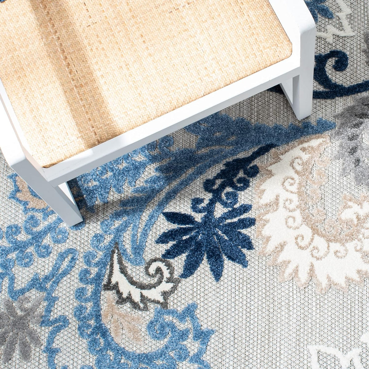 SAFAVIEH Washable Rug Outdoor Cabana Collection - 10' x 14', Grey & Blue, Non-Shedding & Easy to Clean, Ideal for Patio, Backyard, Deck, Mudroom (CBN305F)