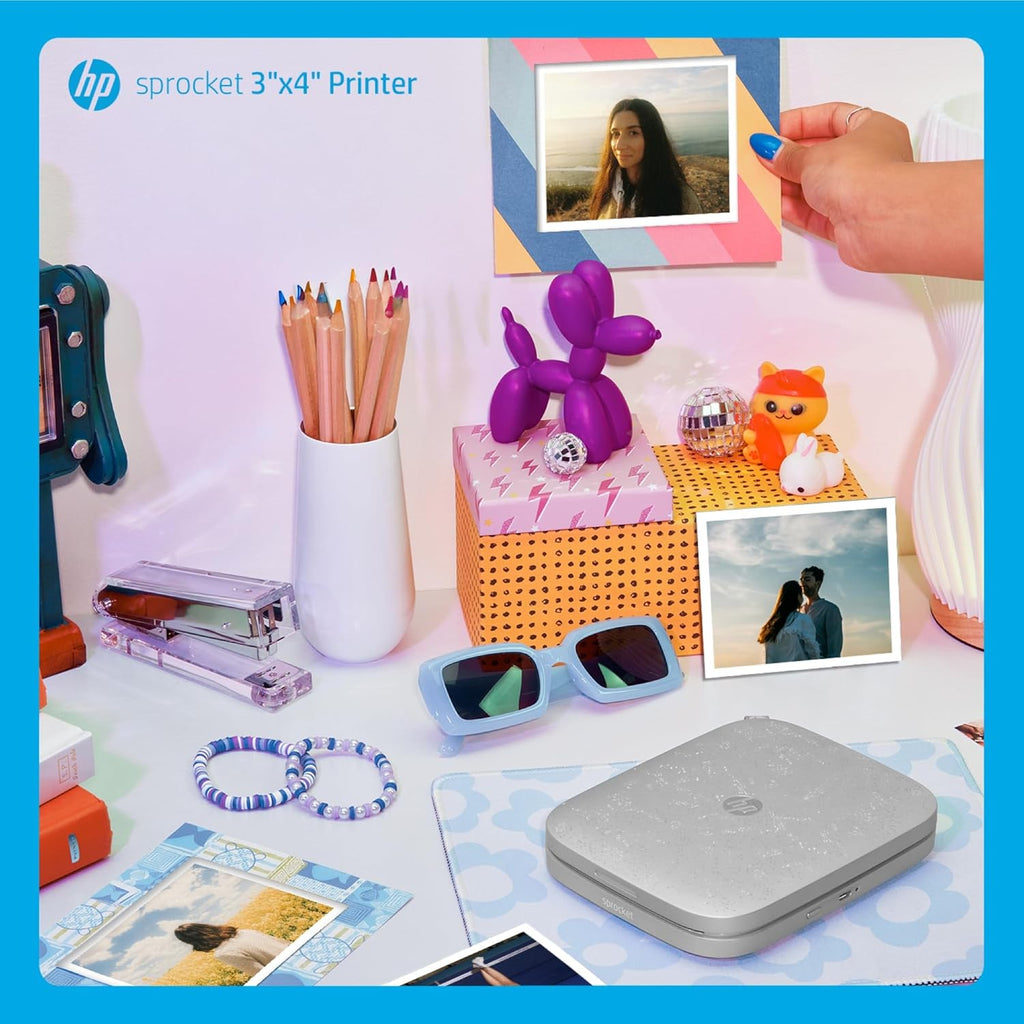 HP Sprocket 3x4 Instant Smartphone Photo Printer - Portable Color Wireless Mobile Printer - Zink Sticky-Back Photos - Print from Compatible iOS & Android Devices with Bluetooth w/the Creative App