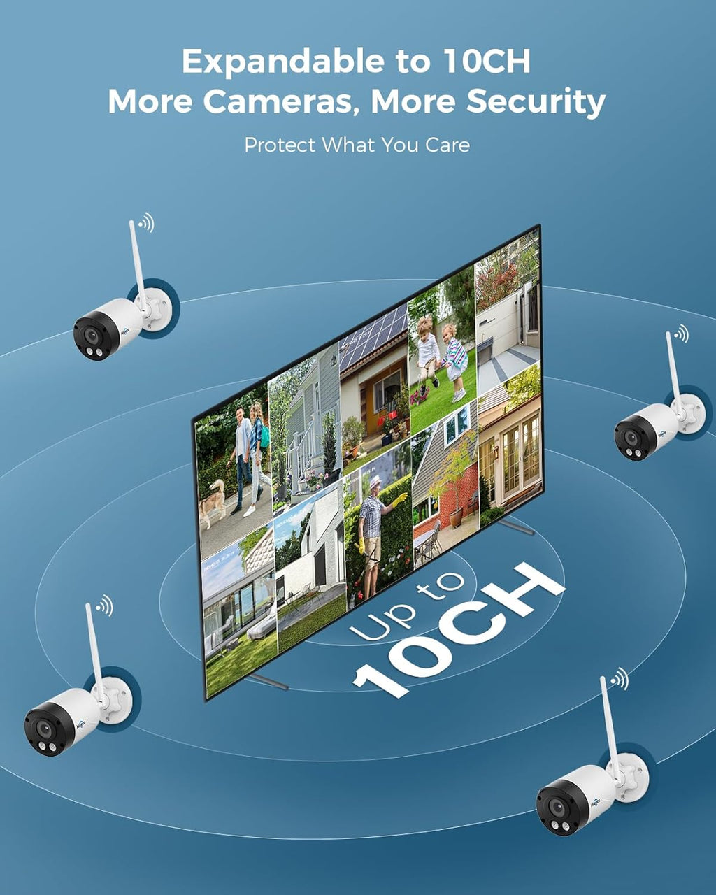 Hiseeu 8MP Outdoor Wireless Security Camera System, 10" Touch Screen NVR, 5G/2.4G WiFi-Pro 4K Cameras Kits, Full-Color Night Vision, Motion Detection, Two-Way Audio, IP66 Waterproof, 1TB HDD, No Fees