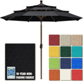 EliteShade USA 10-Year-Non-Fading 9ft 3-Tier Market Patio Umbrella, Commercial Grade Outdoor Table Umbrella with Crank Open, Windproof & UPF 50+ UV Protection, Heavy Duty Ventilation for Garden, Deck, Pool, Backyard, Beach & Bistro, Black