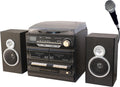 TechPlay Karaoke Enabled, 30W RMS, Retro Classic Turntable, NFC Bluetooth, Double Cassette Player/Recorder, CD MP3 Player, USB SD Ports, AM/FM Digital Alarm Clock and Full Remote Control (Black)