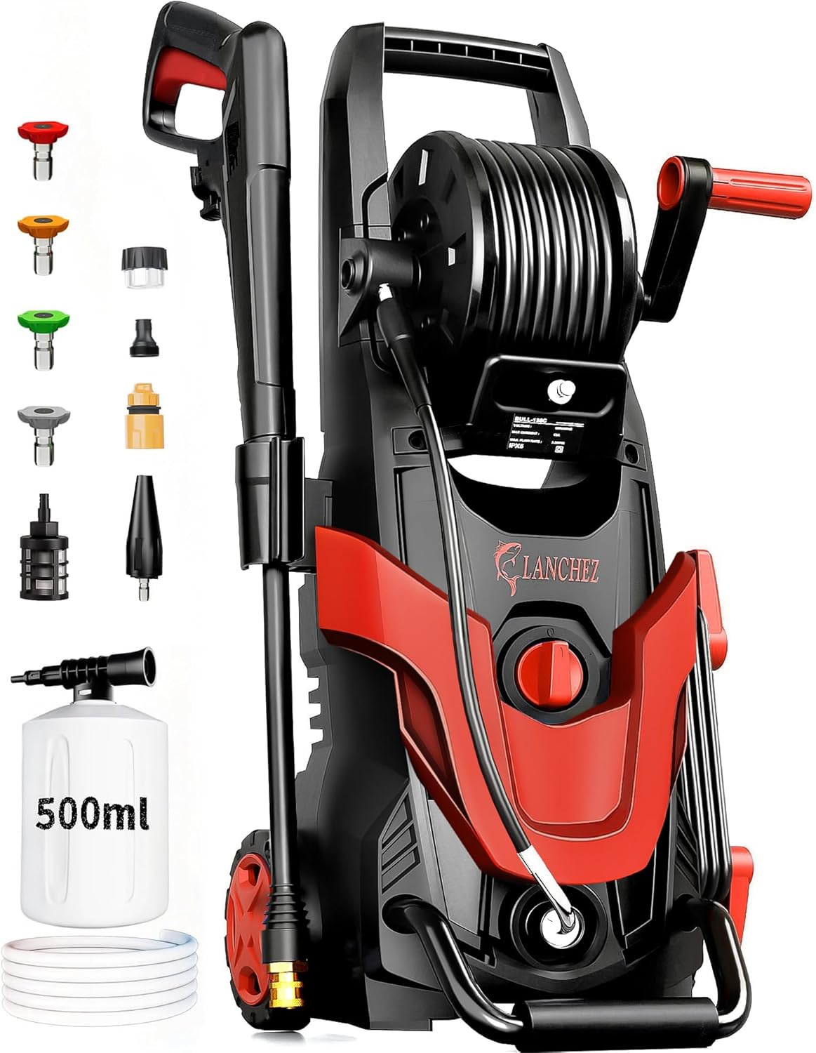 4800 MAX PSI P*ressure P*ower W*Asher, 4 N*ozzles and F*OAM C*annon P*ower Cleaner (Red)