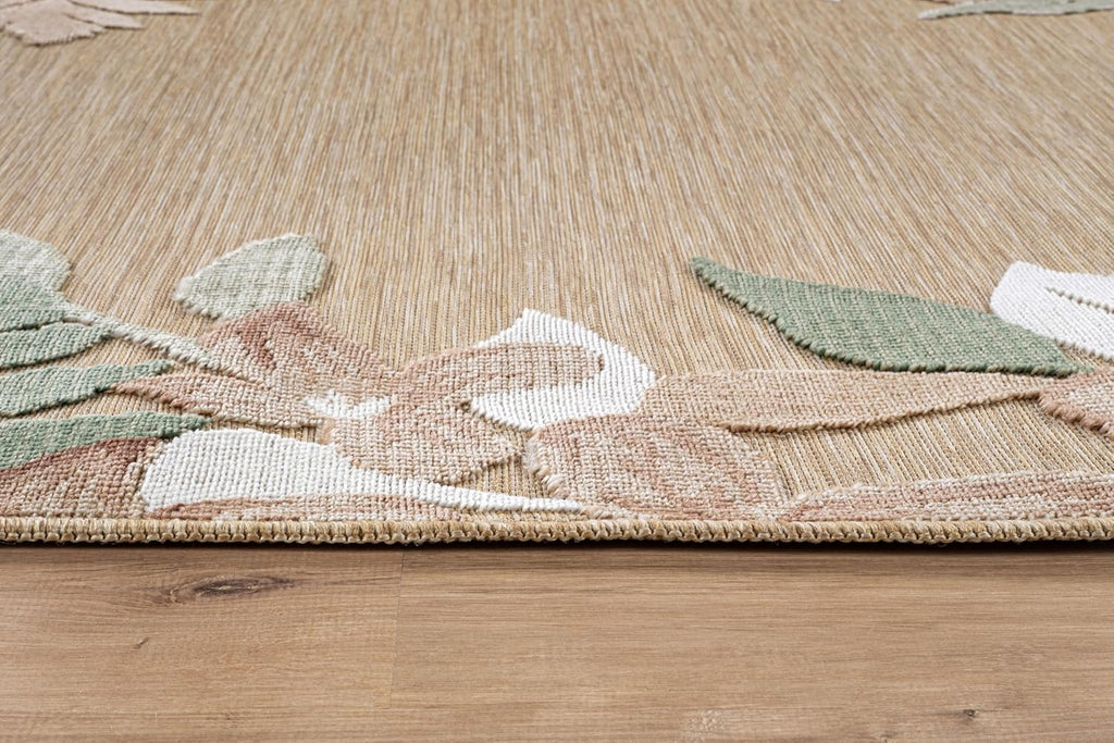 Outdoor Rug 9x12 Washable Area Rugs Indoor Outdoor Carpets Beige Border Floral Non Shedding Waterproof Easy Clean Patio Deck Porch Living Room Bedroom Garden RV (9 X 12 Beige)