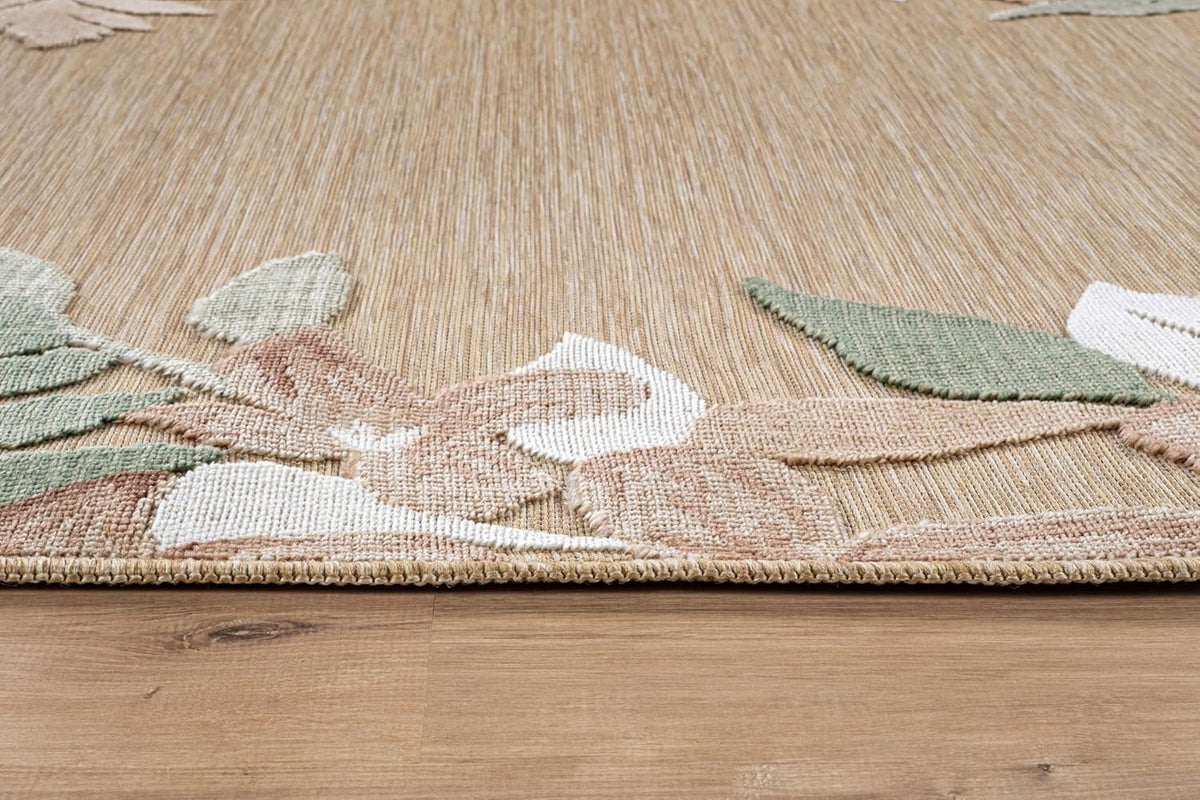 Outdoor Rug 9x12 Washable Area Rugs Indoor Outdoor Carpets Beige Border Floral Non Shedding Waterproof Easy Clean Patio Deck Porch Living Room Bedroom Garden RV (9 X 12 Beige)