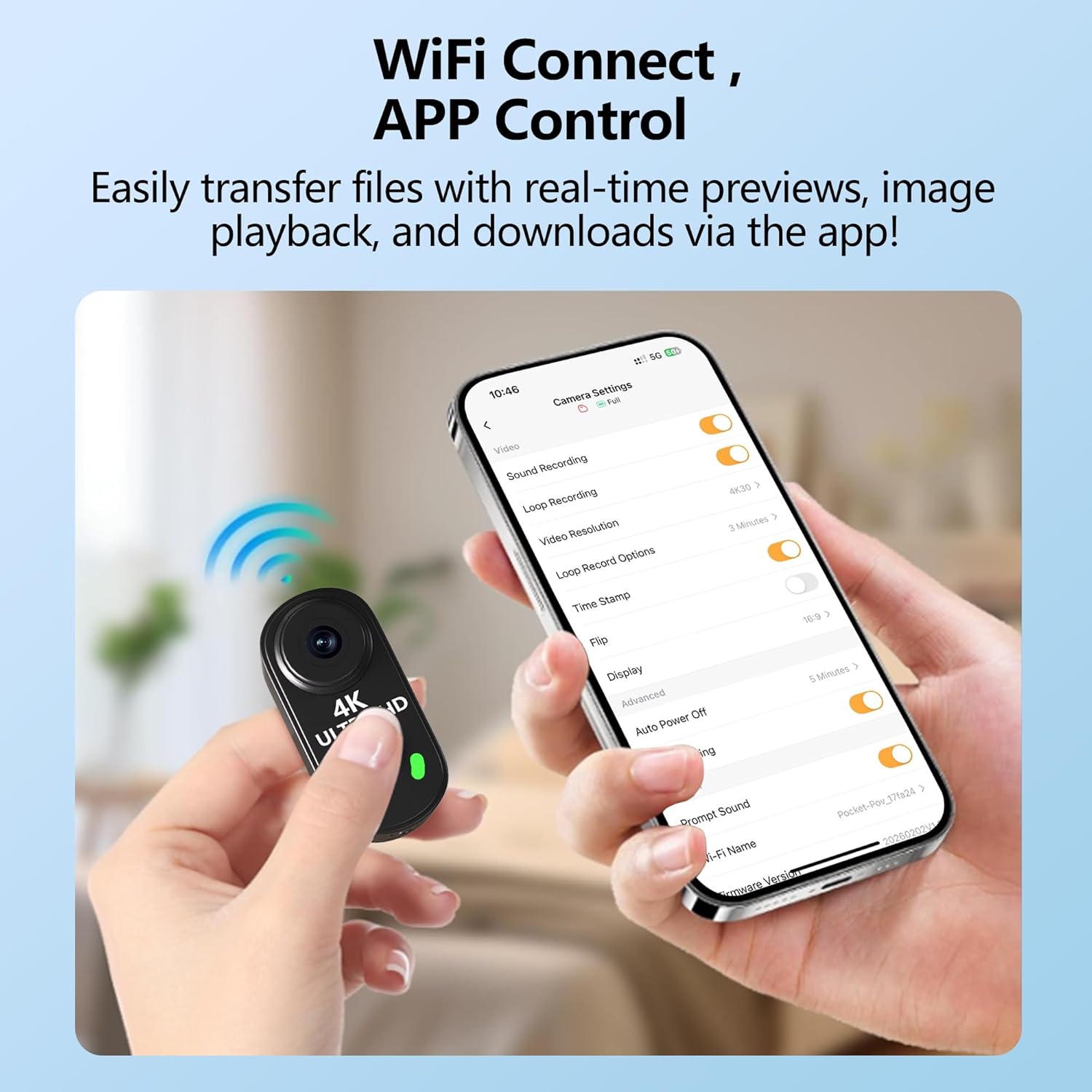 4K Mini Body Camera with 128GB Card,Thumb Action Cam with WiFi, 150° Wearable Hands-Free Chest Recording POV Camera - Magnetic Personal Clip On Camcorder for Cycling/Travel/Outoor/Work (Black)
