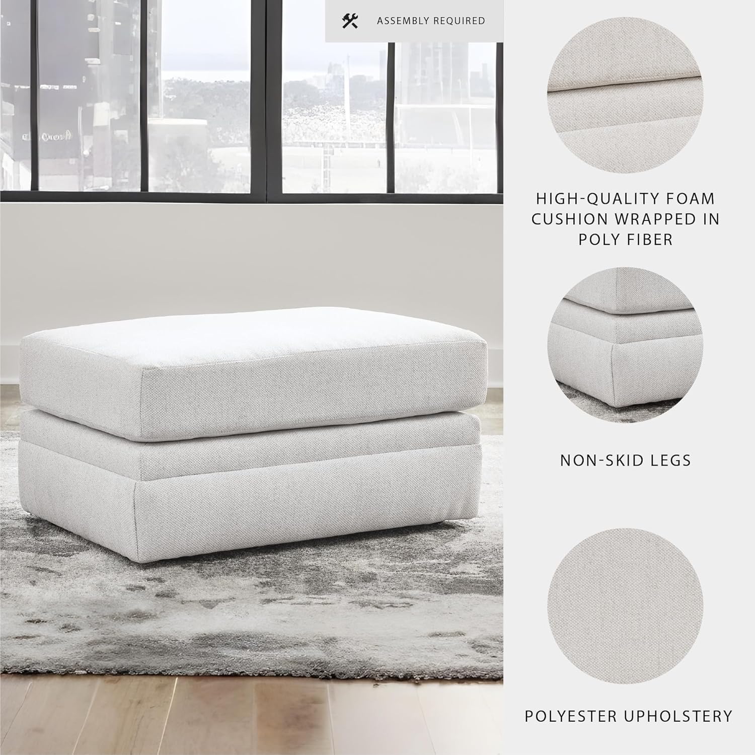 Signature Design by Ashley Maitelynn Casual Upholstered Ottoman, White