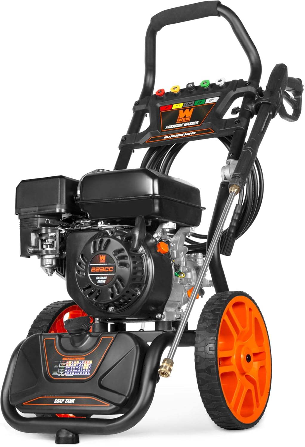 WEN 3400 PSI Gas Pressure Washer with 223cc Engine, 2.7 GPM Flow Rate and Onboard Soap Tank (PW224G)