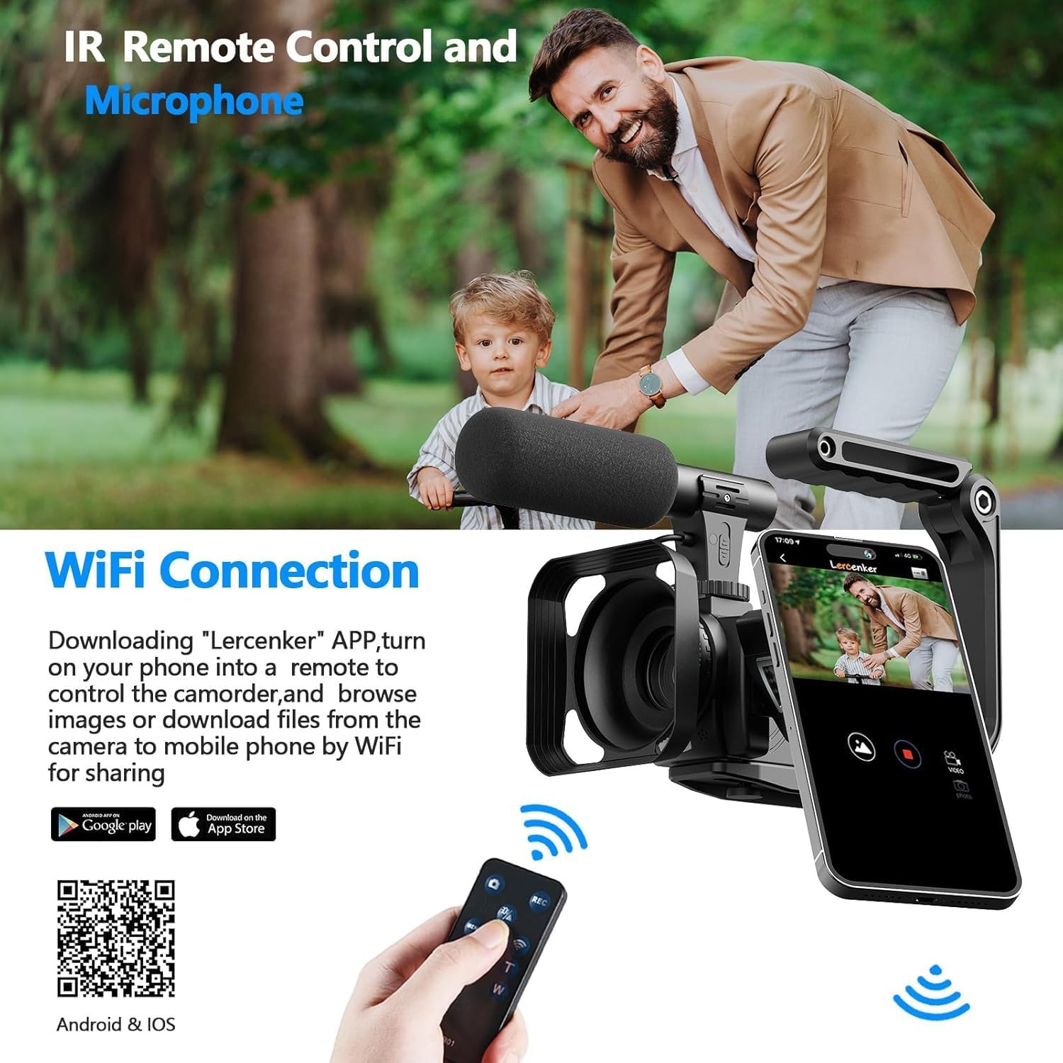 Camcorder Video Camera 5K 56MP Vlogging Camera for YouTube with 3" 270° Flip Touchscreen, Night Vision, WiFi, Webcam, Microphone, 64GB Card, Batteries, Remote, Tripod - Beginner Content Creator Kit