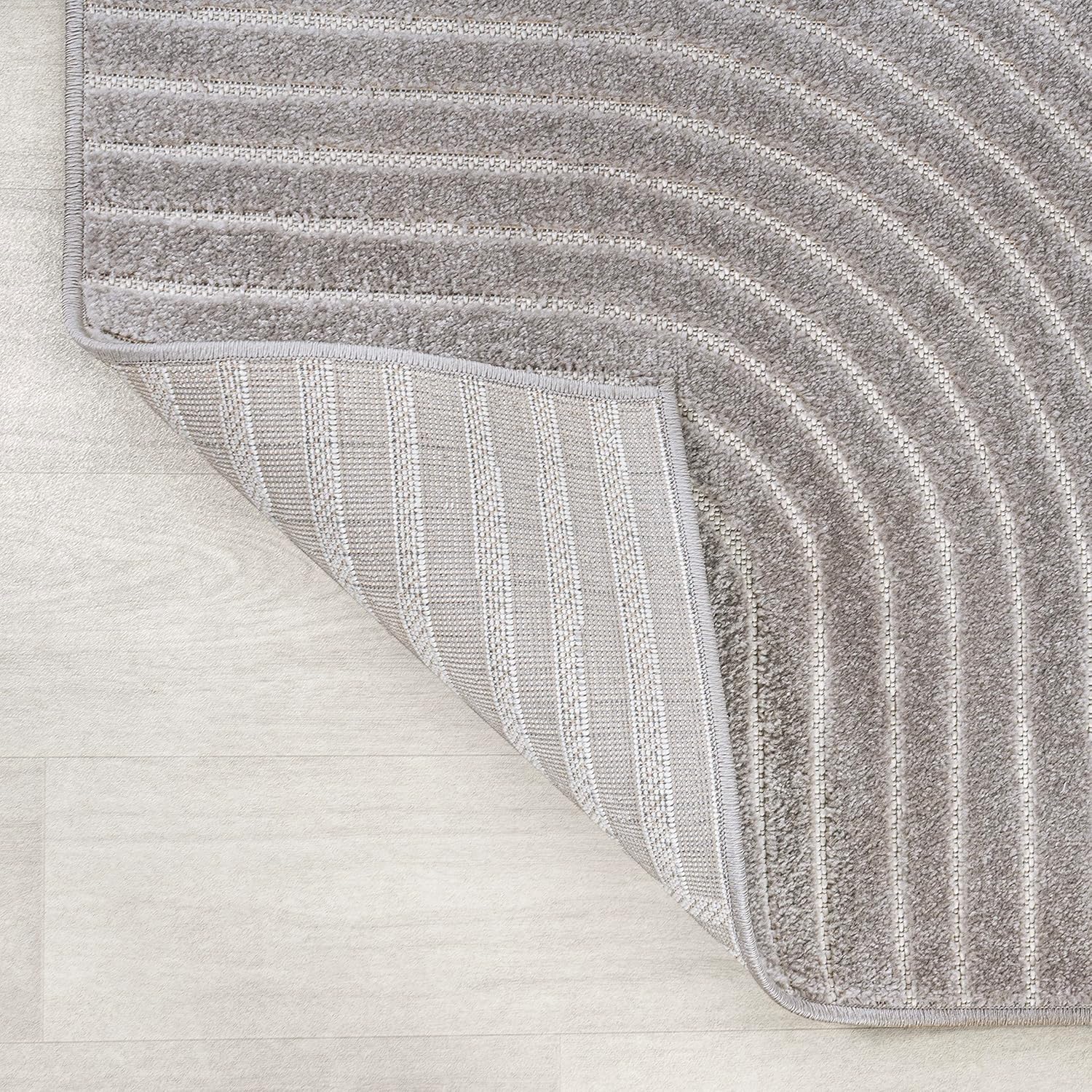 JONATHAN Y Hallie High-Low Curve Gray/Ivory 8x8 Square Indoor/Outdoor Area Rug, Minimalist, Pet Friendly, Non-Shedding, Stain Resistant, Hose-Washable for Backyard, Patio, Porch (SCN100A-8SQ)
