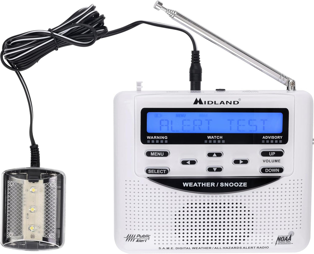 Midland - NOAA Emergency Radio Bundle with Strobe Light and Pillow Shaker