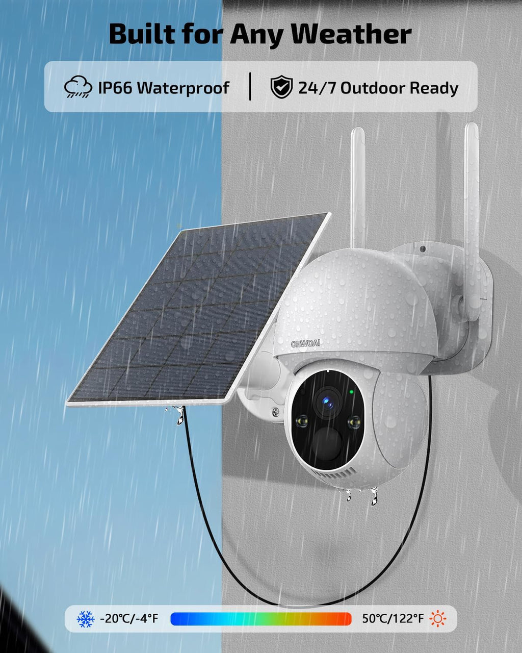 《100% Solar Powered & 2-Way Audio》Outdoor Wireless PTZ Camera System, 4MP Solar Powered Battery Cameras,Home Video Surveillance Systems, Surveillance DVR Kits