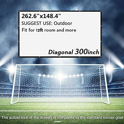 NIERBO Huge Large Projector Screen 300 inch of Thick Canvas Material 16:9 Projection Movies Screen Outdoor Projection Screen for Church School Home Indoor 1.6 Gain Not Include Mount