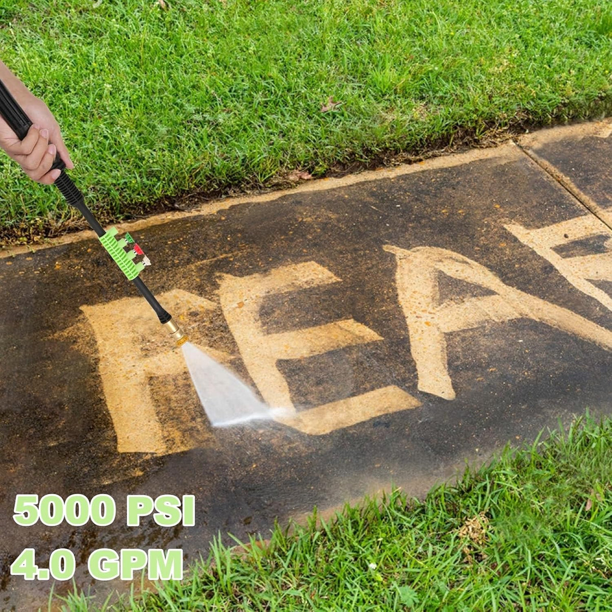 Heavy Duty 𝟓𝟎𝟎𝟎𝐏𝐒𝐈 𝐏𝐫𝐞𝐬𝐬*𝐮𝐫𝐞 𝐂𝐥𝐞𝐚*𝐧𝐞𝐫 with 33FT Pipe, 4 QC Nozzles for Cars/Fences/Patios/Home Cleaning, Deep Green