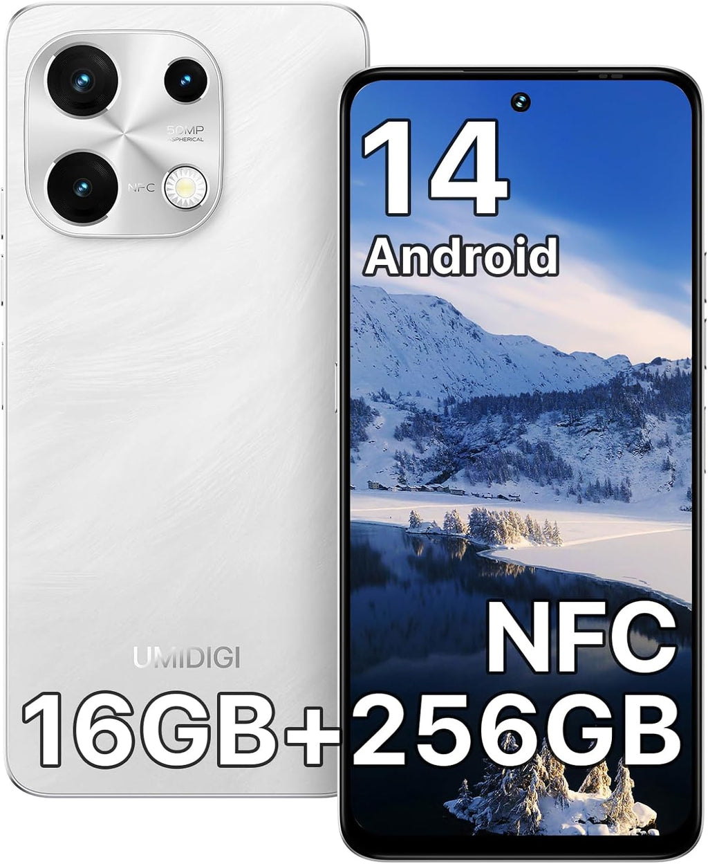 UMIDIGI Note 100 Unlocked Phones,Android 14 NFC Cell Phone,16(8+8) GB+256GB/ TF 1TB, 6.8''HD+120Hz Display,50MP Camera, 5000mAh+20W Fast Charge,Dual SIM Android Phones,Face ID+Fingerprint Unlock,GPS