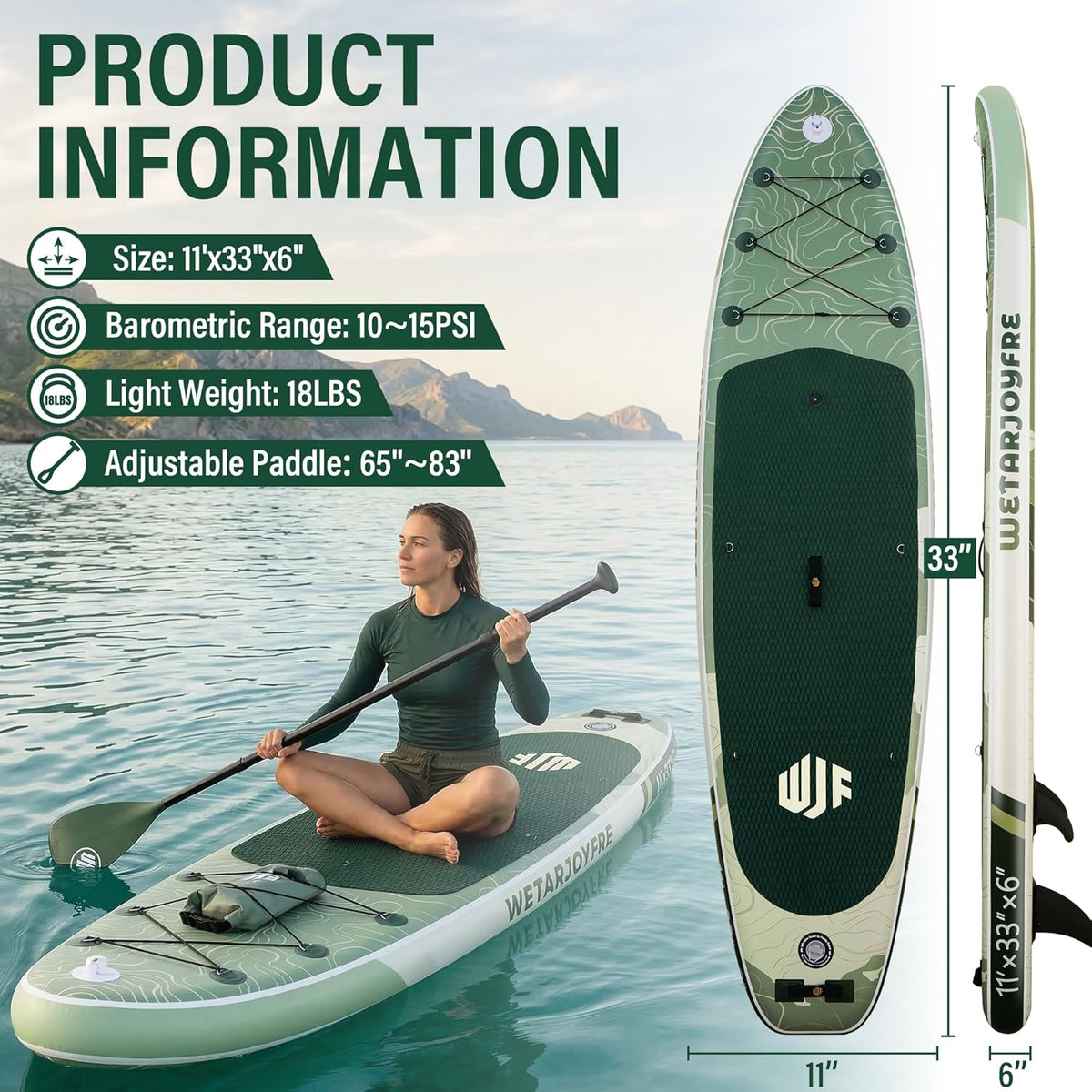 Inflatable Paddle Board SUP Board for Adults, Ultra-Light Stand Up Paddleboard with 450Lbs Capacity, Non-Slip Deck & Complete Accessories for Youth & Pets