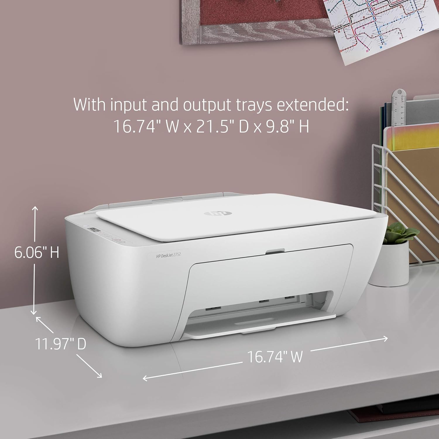 HP DeskJet 2752 All-in-One Color Inkjet Printer Scanner and Copy with Mobile Printing, Wireless Printers for Home and Office, Instant Ink Ready, Dual-Band WiFi, White (Renewed)