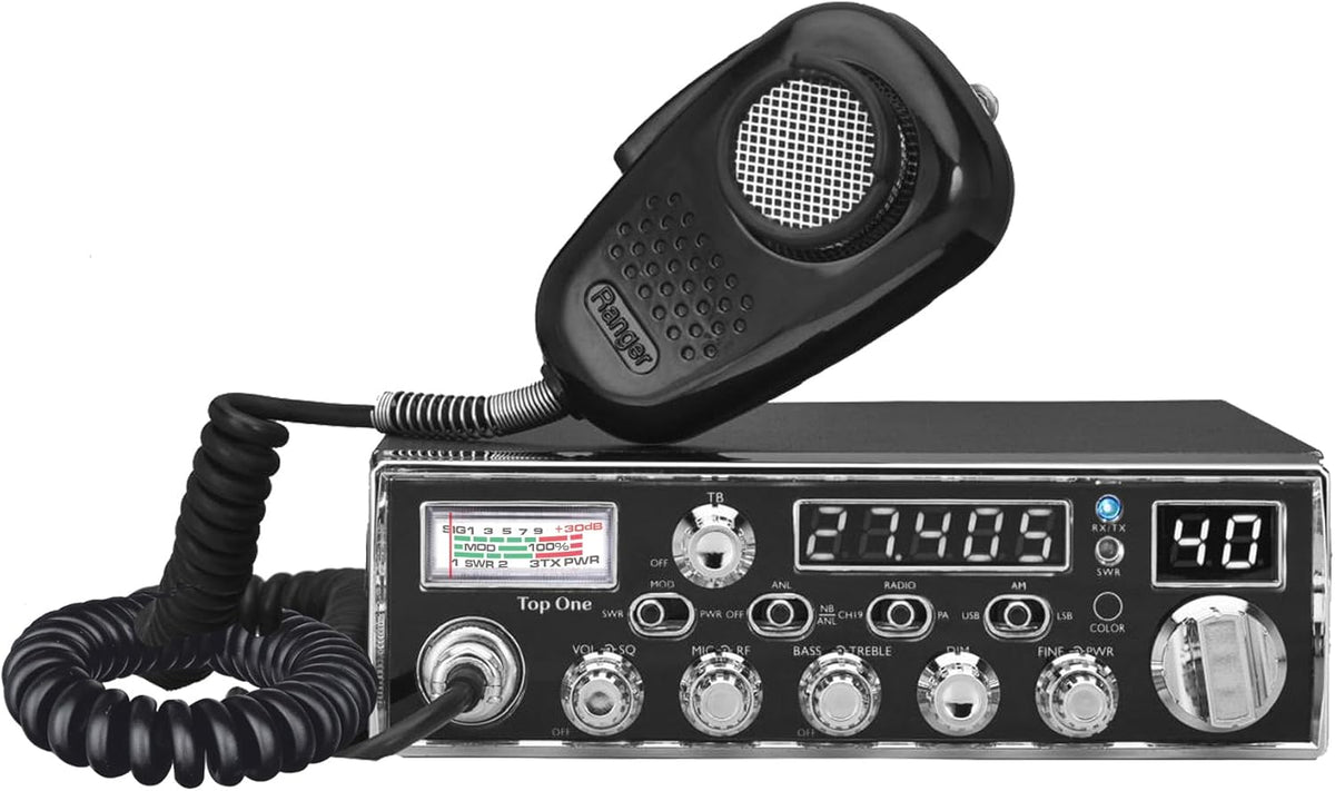 Texas Ranger TRE Top One SSB Compact CB Radio for Truckers | 12W PEP Sideband (USB/LSB) | Built-in SWR Meter & Frequency Counter | 40 Channel AM/SSB Transceiver | SRA-198NC Noise Cancelling Mic
