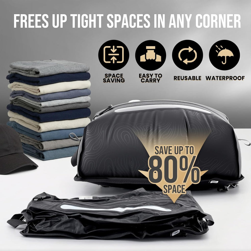 TAILI Travel Vacuum Compression Storage Bags with Wireless Pump -Vacuum Seal Bags (2Pack) for Travel Essentials, Space Saving, Wear-resistant & Waterproof Packing Cubes backpack for Clothing& Luggage