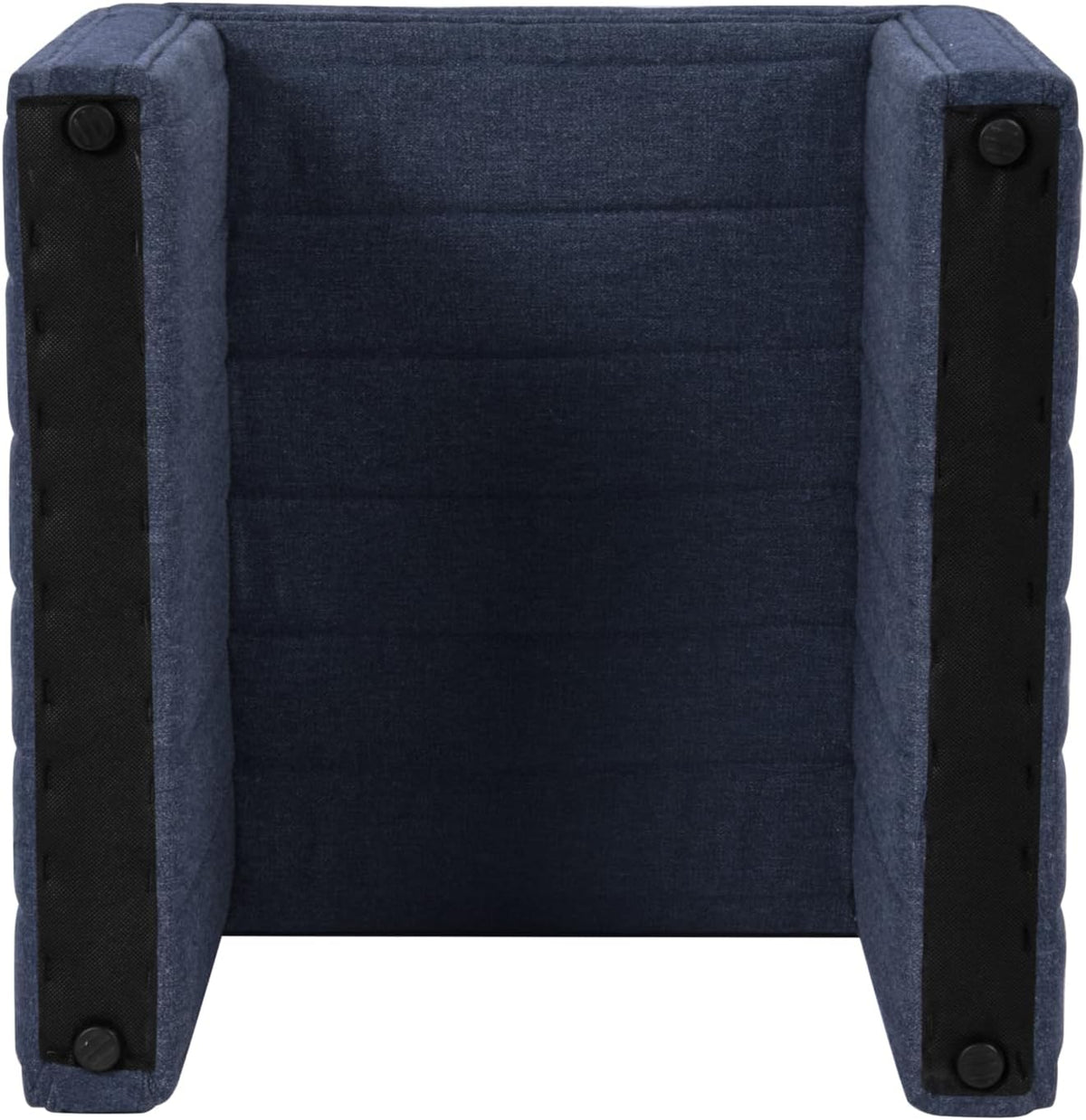 HomePop Modern Channel Tufted Ottoman|Homepop Home Décor|Ottoman for Living Room & Bedroom - Blue Woven Fabric